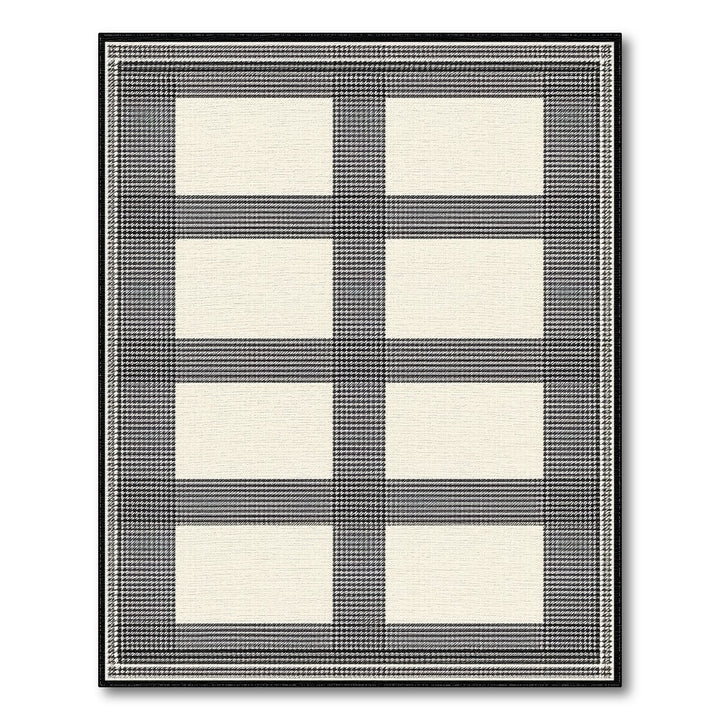 Black White Windowpane Check Area Rug