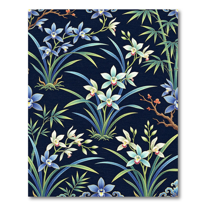 Elegant Blue Orchid Bamboo Rug