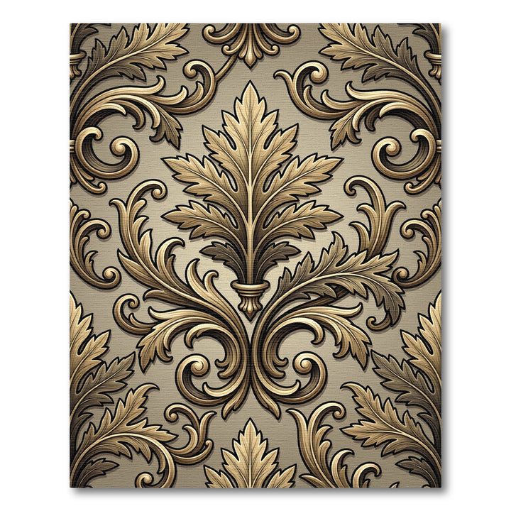 Golden Acanthus Scrollwork Emblem Rug