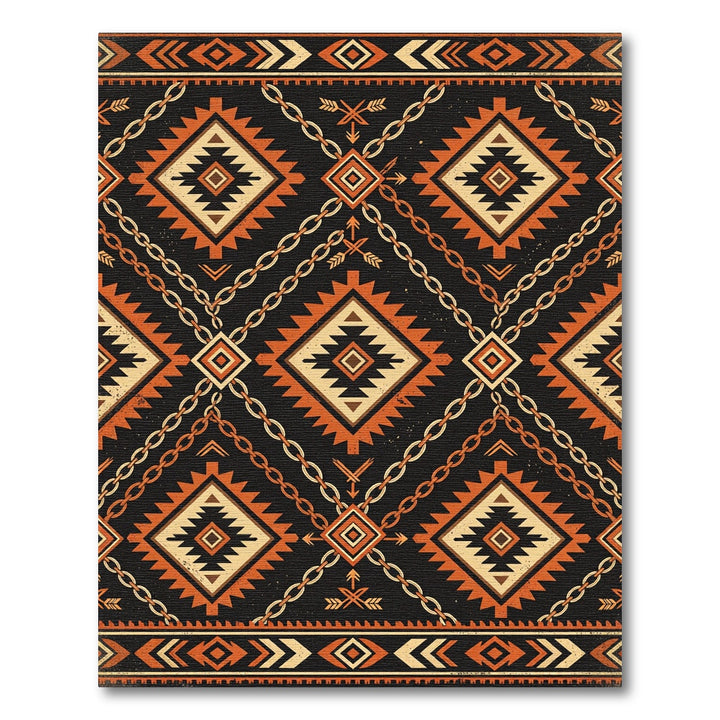 Navajo Orange Diamond Chain Rug