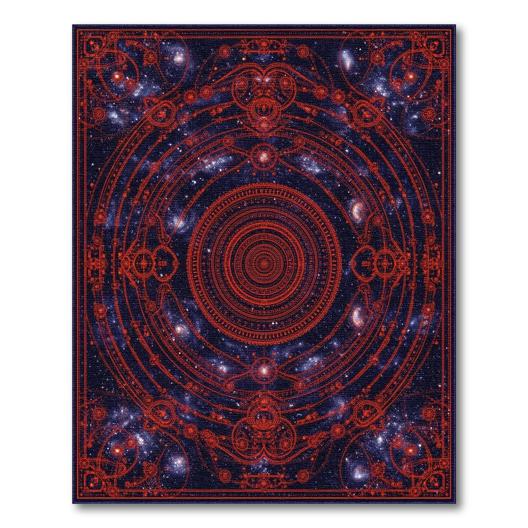 Red Celestial Mandala Area Rug