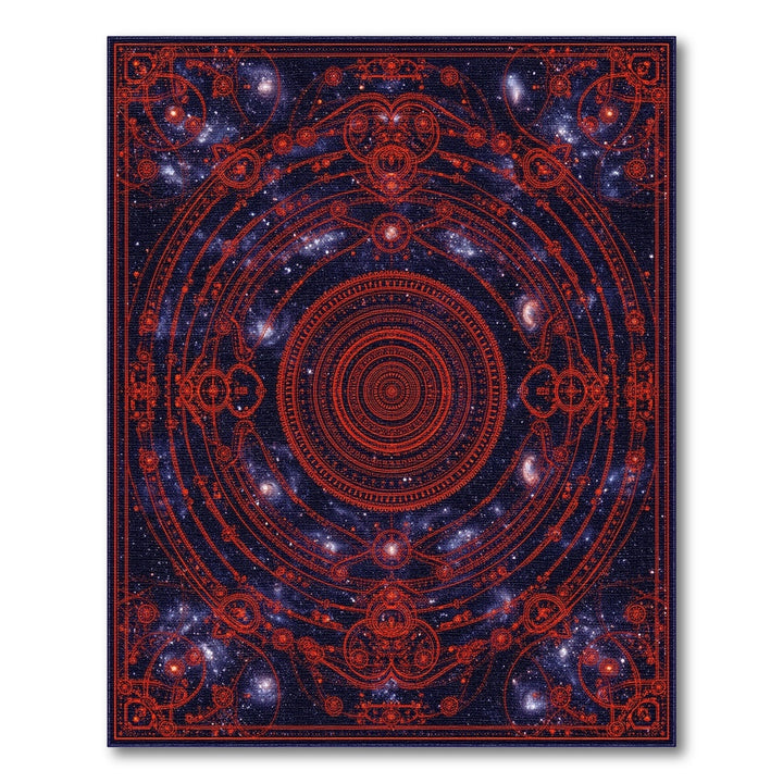 Red Celestial Mandala Area Rug