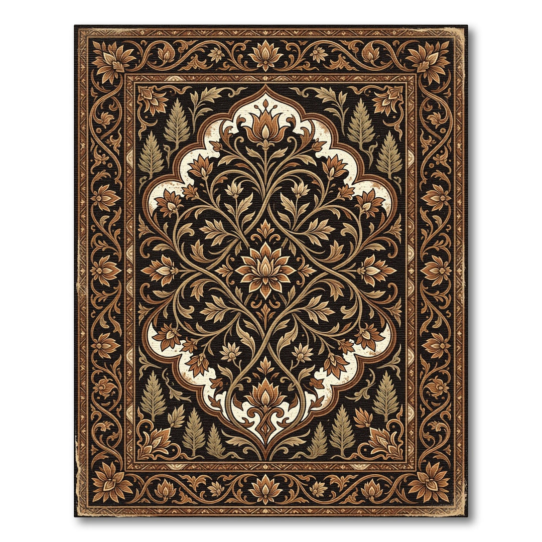 Antique Brown Floral Archway Rug