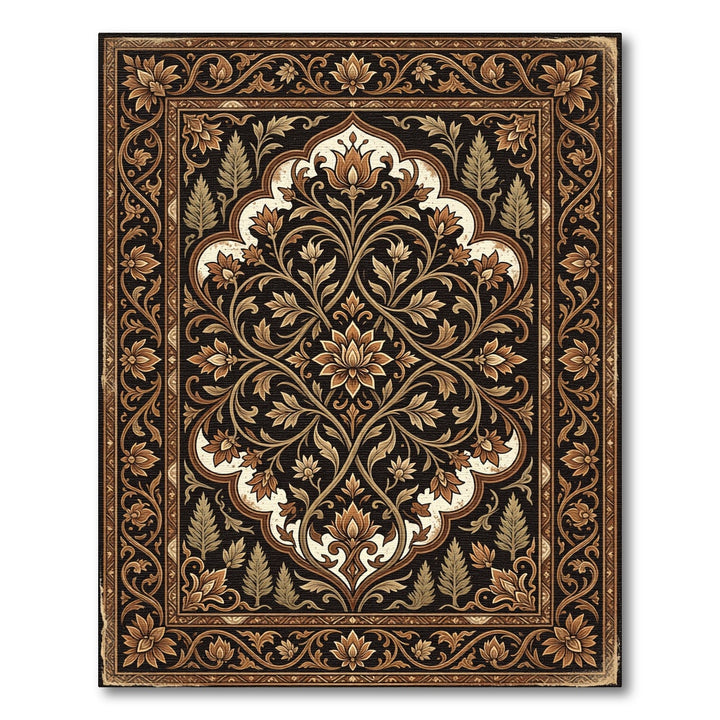Antique Brown Floral Archway Rug