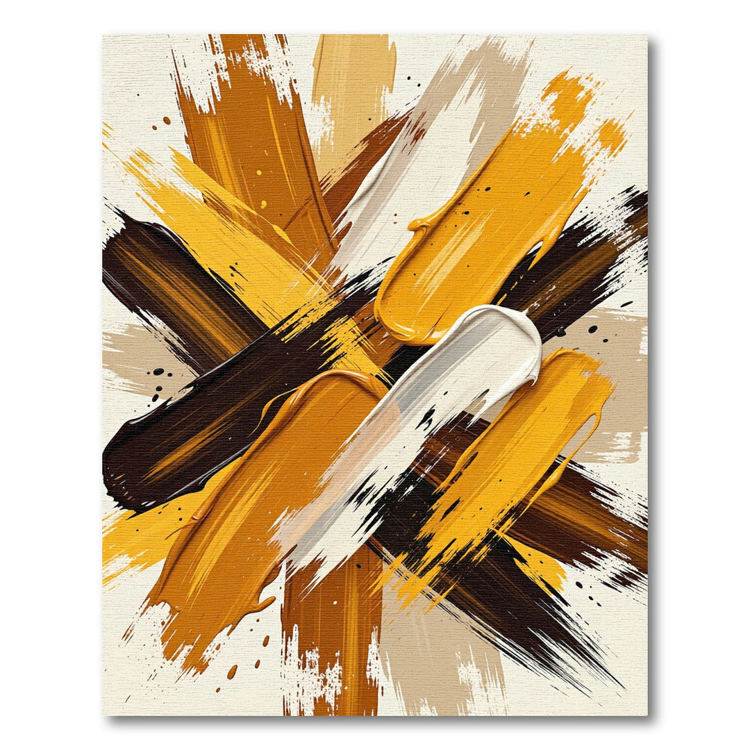 Bold Abstract Gold Brush Stroke Rug