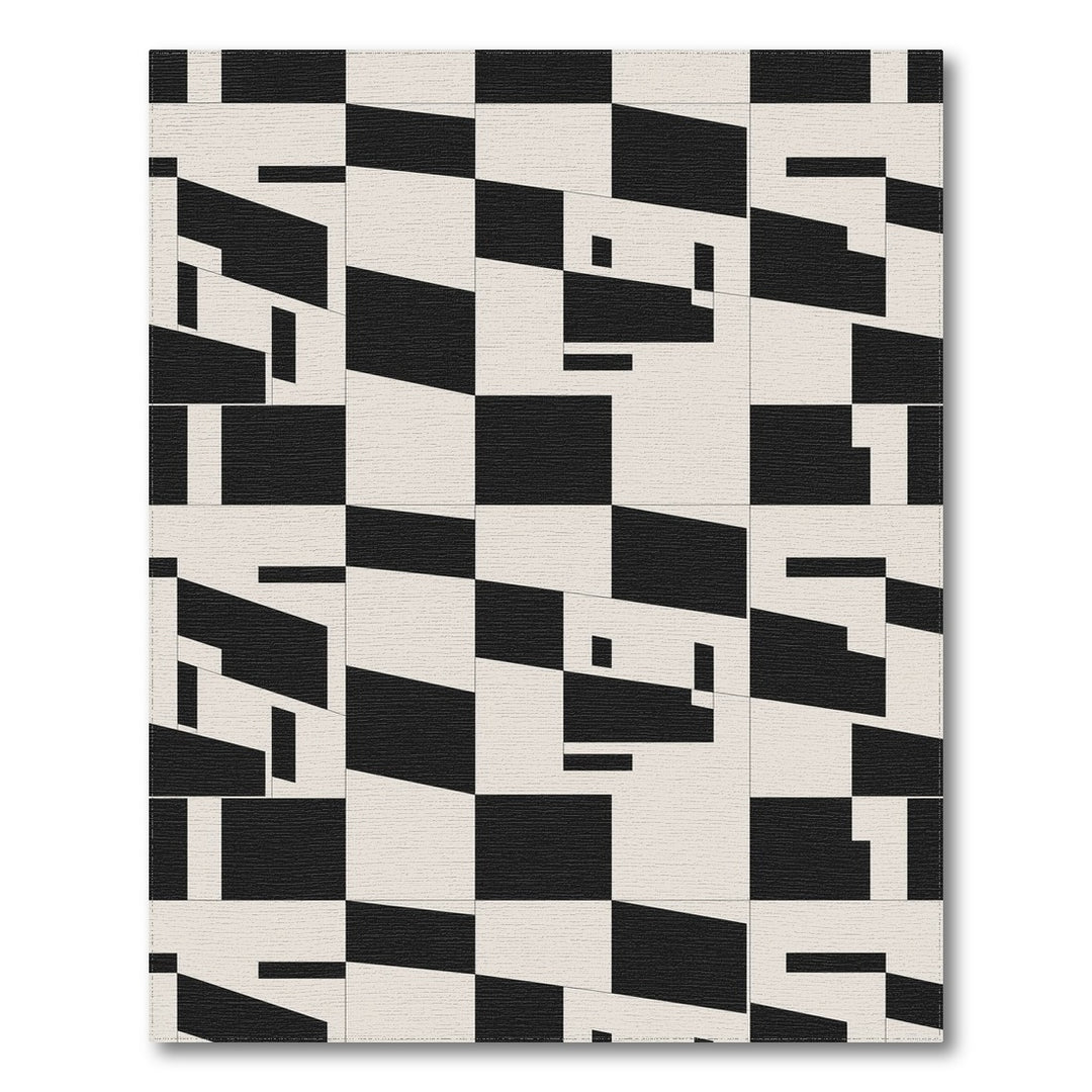 Black White Geometric Area Rug