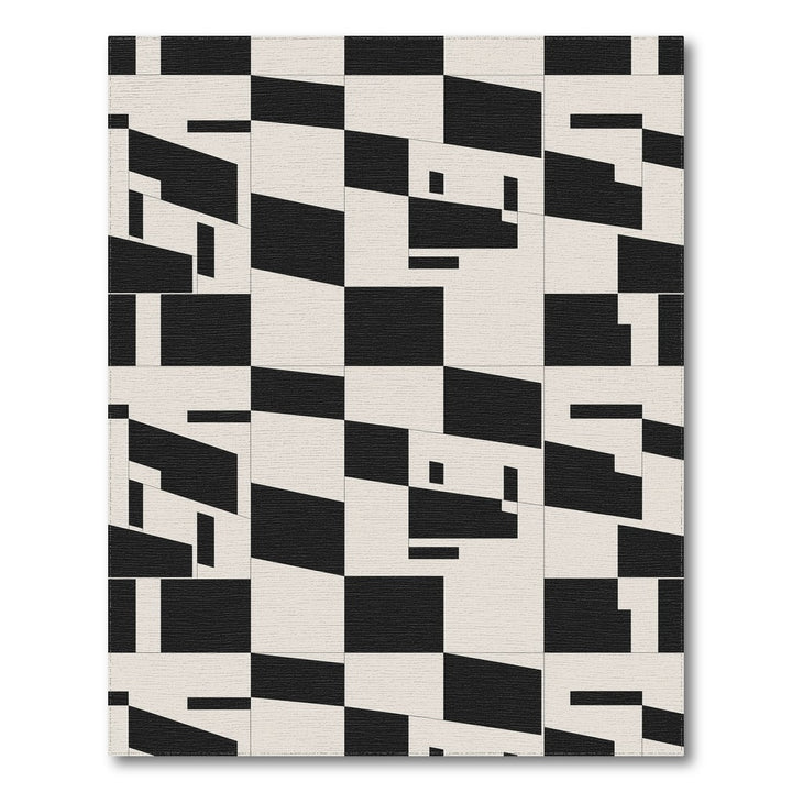 Black White Geometric Area Rug