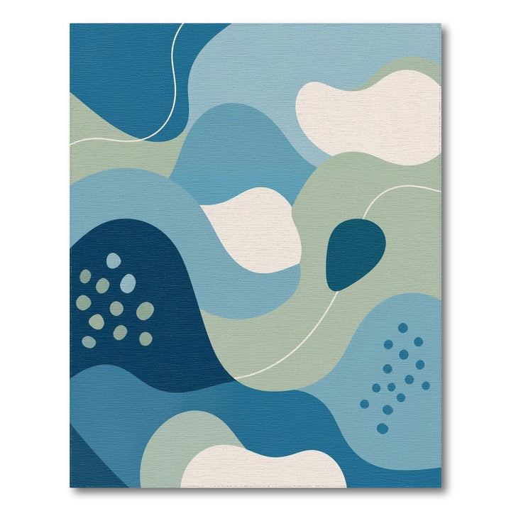 Blue Teal Abstract Wave Area Rug