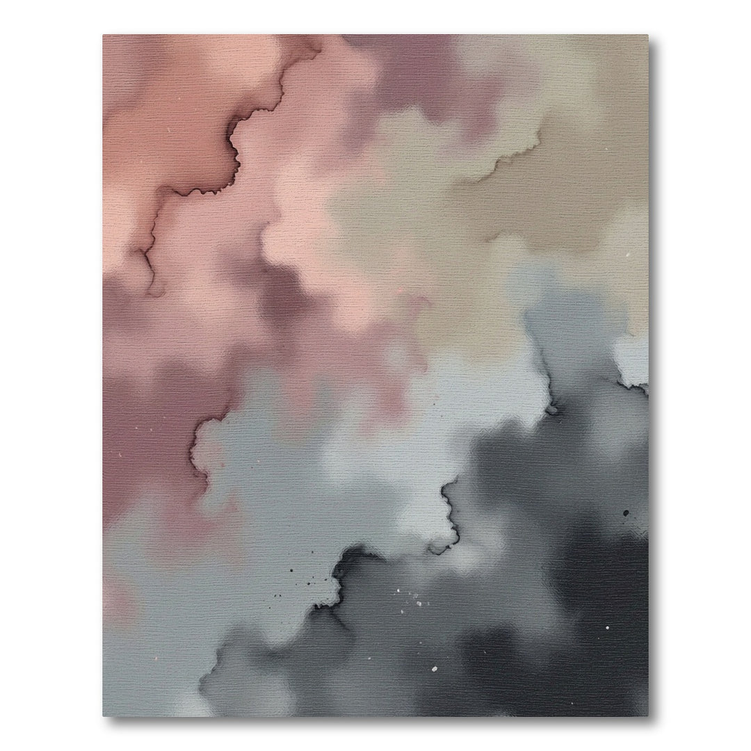 Misty Rose Gray Watercolour Swirl Rug