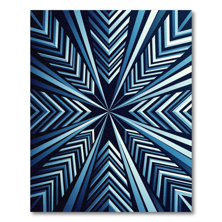 Deep Blue Radial Chevron Rug
