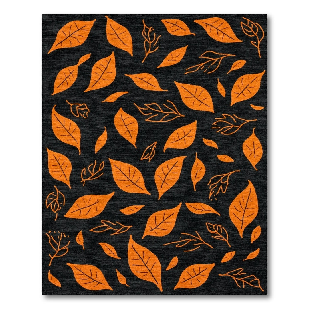 Orange Leaf Botanical Area Rug