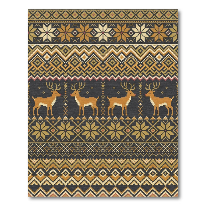 Golden Deer Geometric Nordic Sweater Inspired Rug