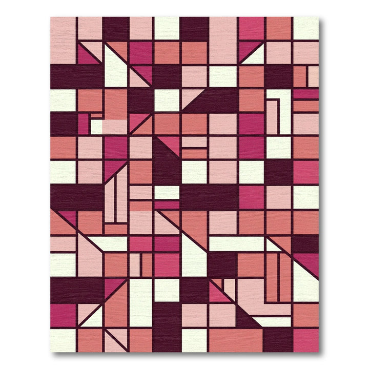 Geometric Pink And Cream Composition Rug