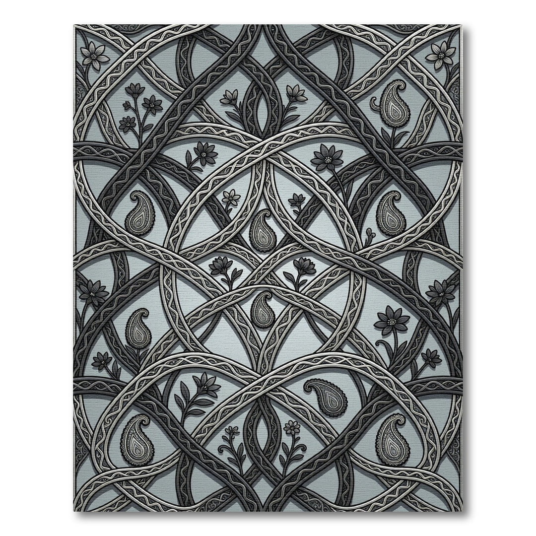 Ornate Paisley Floral Interwoven Medallion Rug