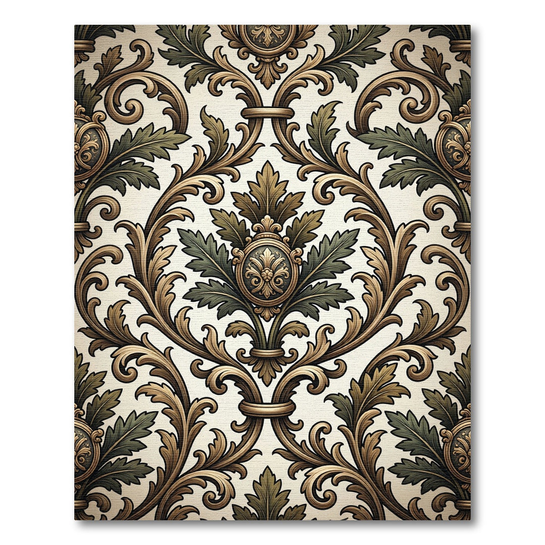 Ornate Golden Acanthus Leaf Rug