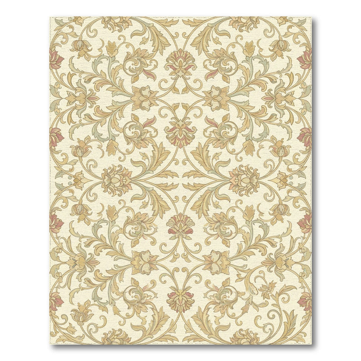 Cream Floral Vine Scroll Rug