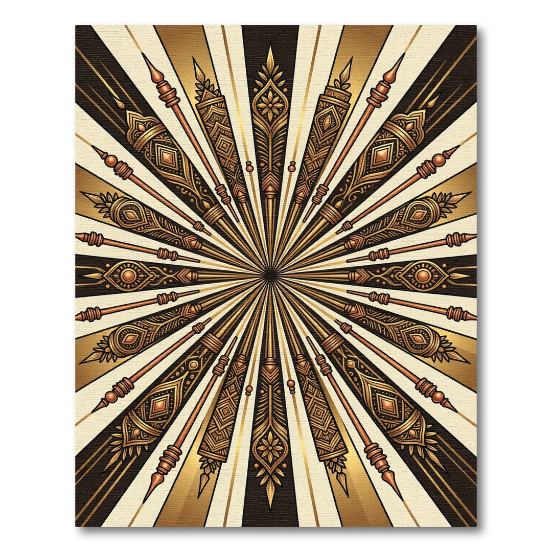 Radiant Gold Ornate Rays Rug