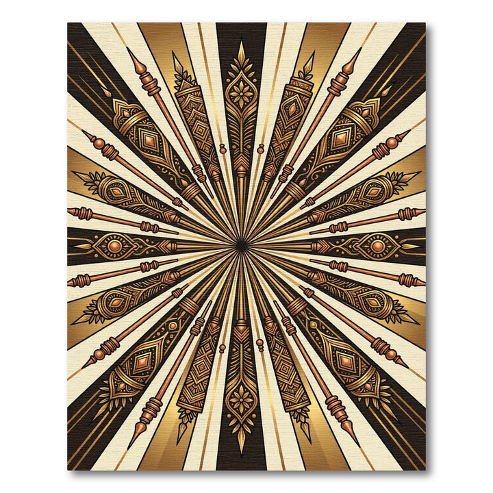 Radiant Gold Ornate Rays Rug