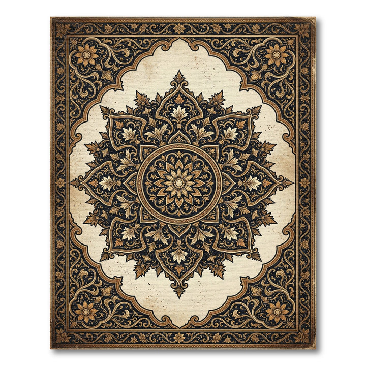 Ornate Golden Floral Mandalas Rug