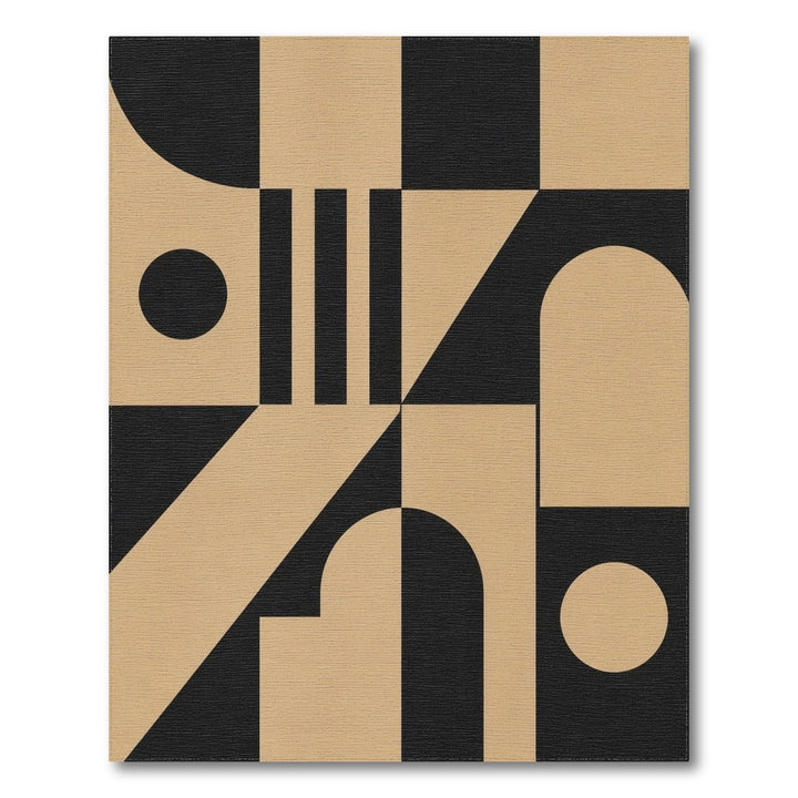 Geometric Black Beige Modern Area Rug