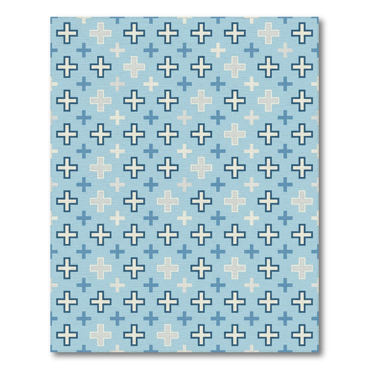 Sky Blue Cross Geometric Tile Rug