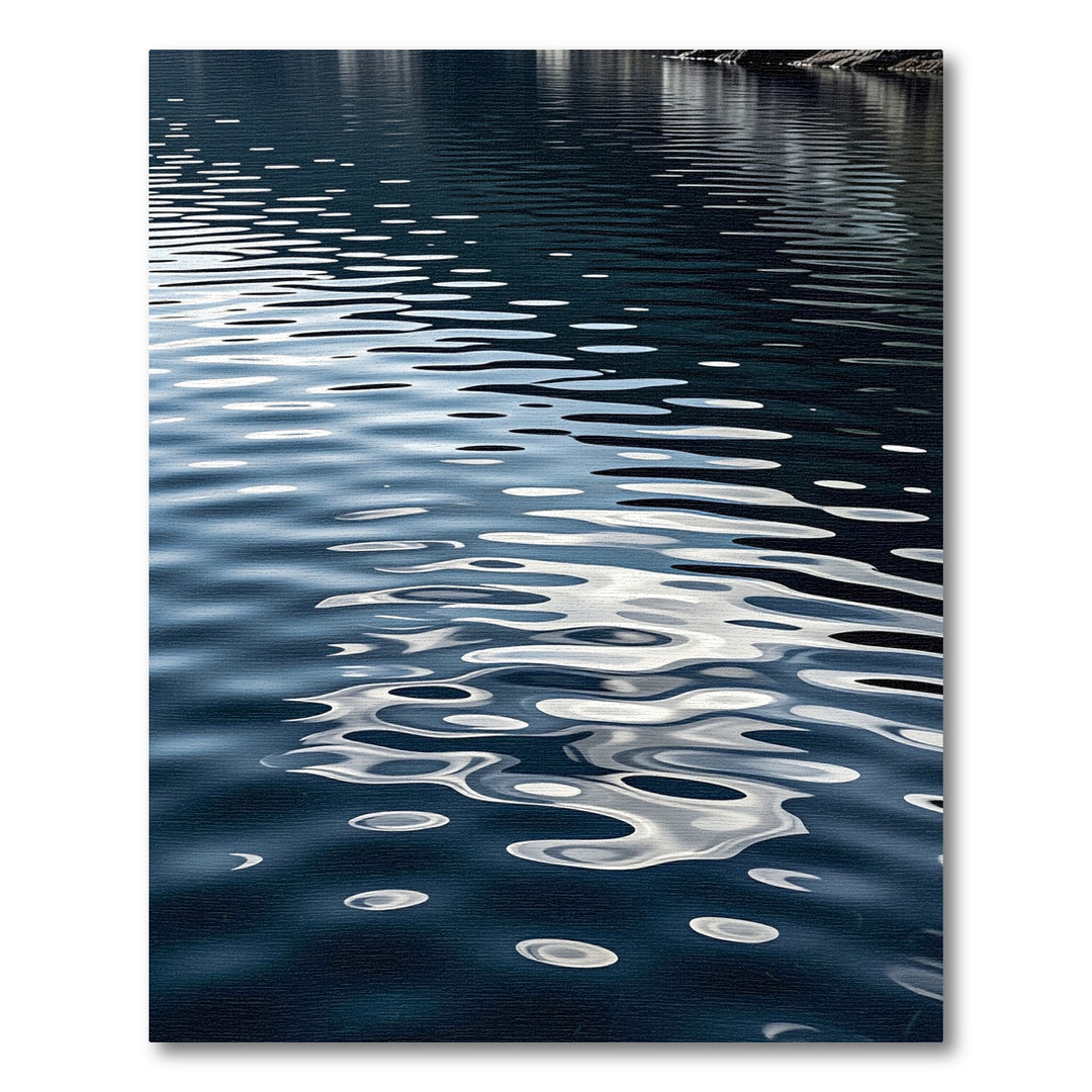 Deep Blue Rippled Water Reflection Rug