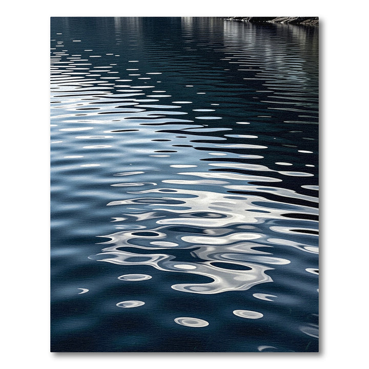 Deep Blue Rippled Water Reflection Rug