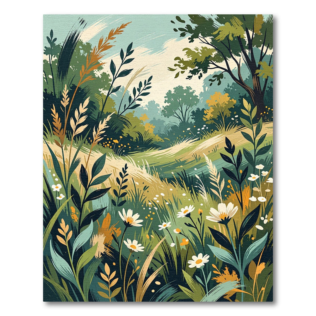 Lush Meadow With White Floral Accents Rug