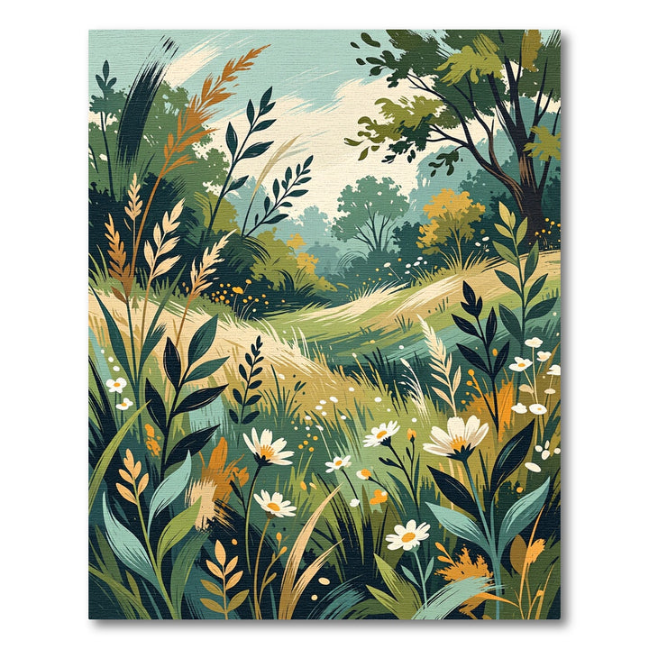 Lush Meadow With White Floral Accents Rug
