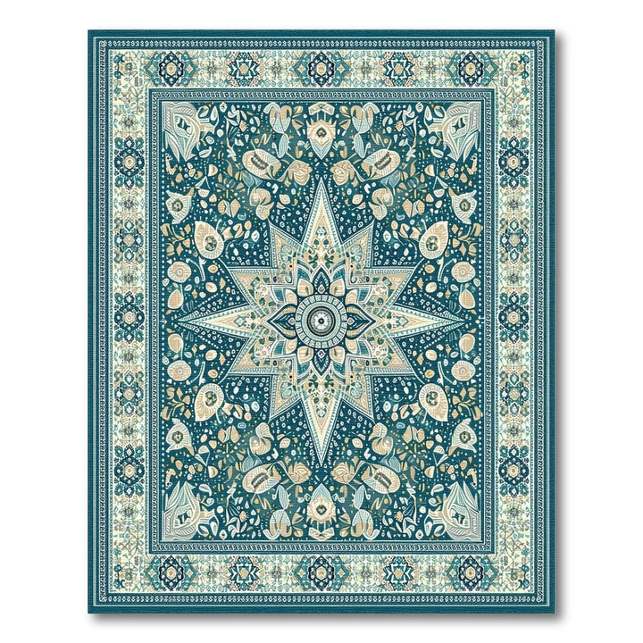 Teal Floral Vintage Area Rug