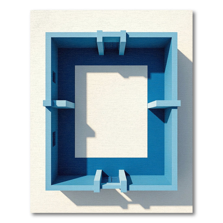 Vivid Blue Architectural Square Rug