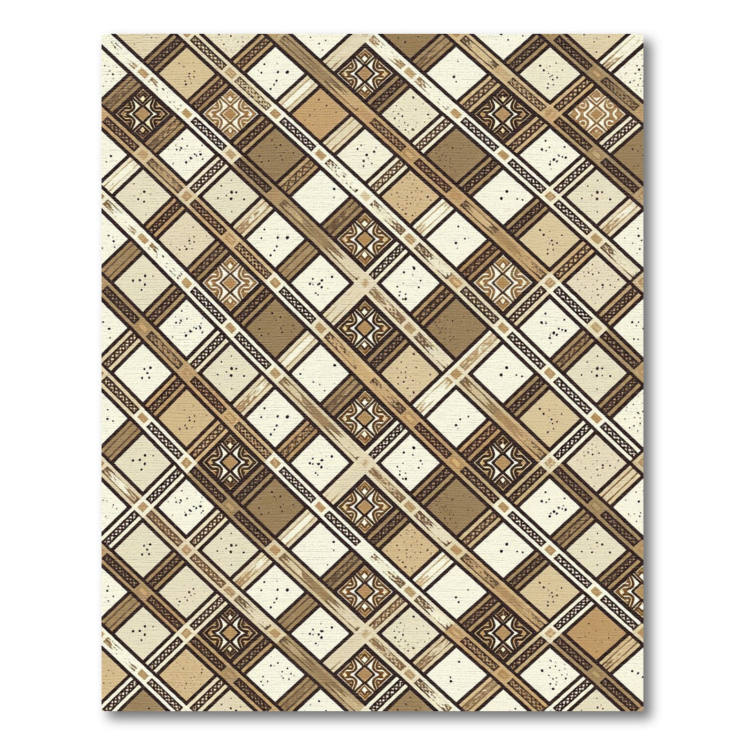 Rustic Beige Geometric Plaid Rug