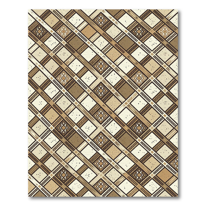 Rustic Beige Geometric Plaid Rug
