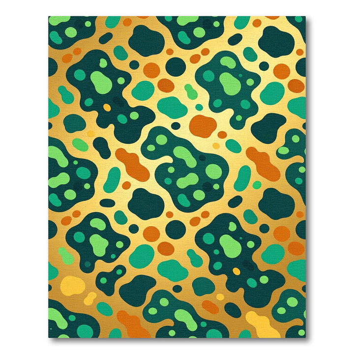 Abstract Teal Orange Gold Blob Rug