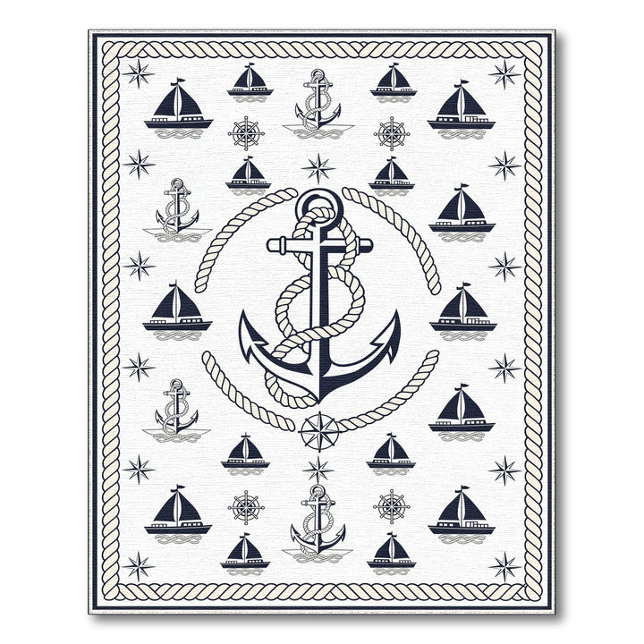 Nautical Anchor Ship Washable Area Rug