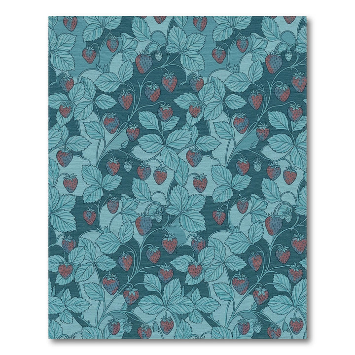 Teal Strawberry Vine Botanical Medallion Rug