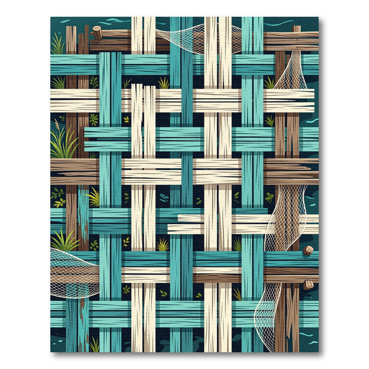 Woven Wood Plank Coastal NetRug Rug