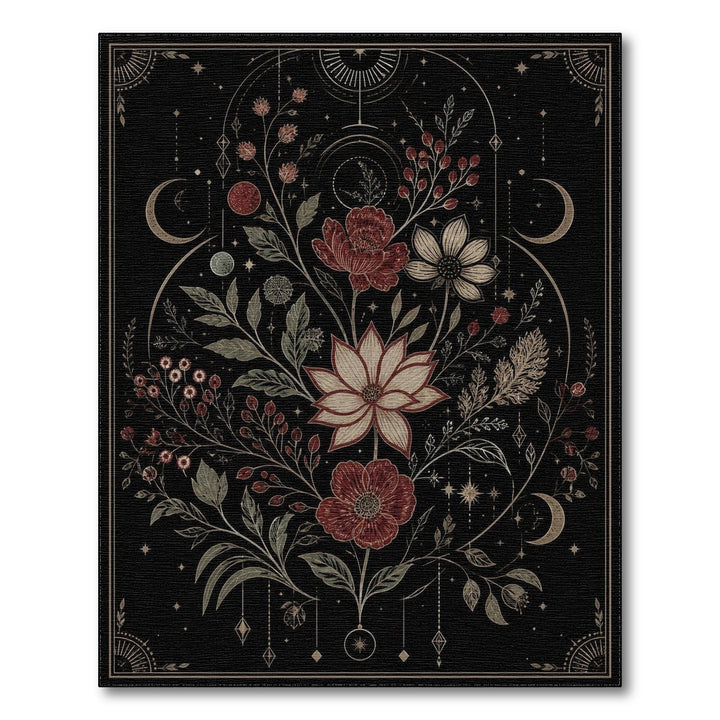 Celestial Floral Black Area Rug