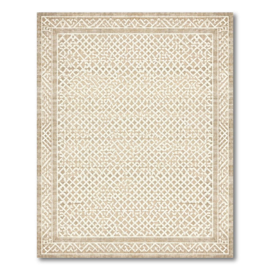 Beige Geometric Lattice Area Rug