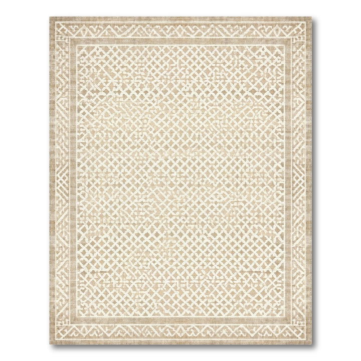 Beige Geometric Lattice Area Rug