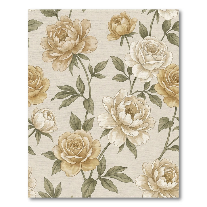 Vintage Cream Floral Garden Vine Rug