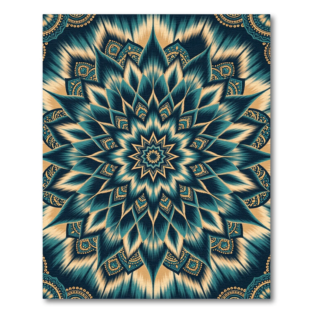 Deep Teal Gold Medallion Blended Radiance Rug