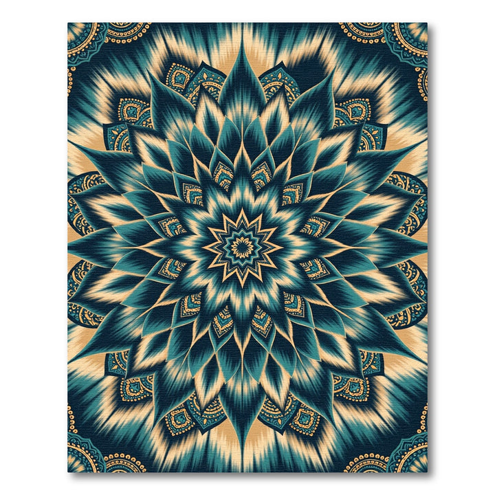 Deep Teal Gold Medallion Blended Radiance Rug