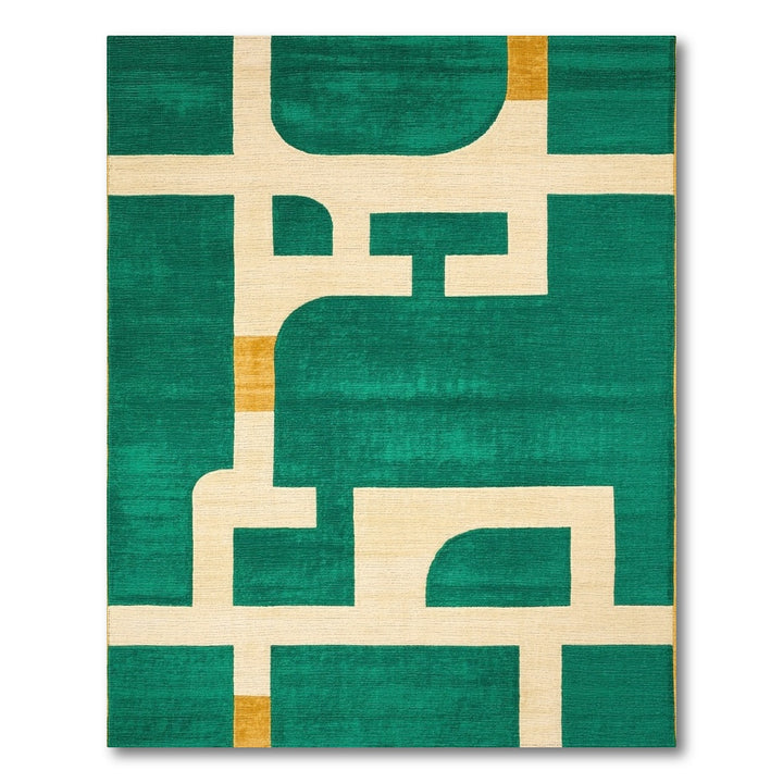 Green Geometric Modern Area Rug