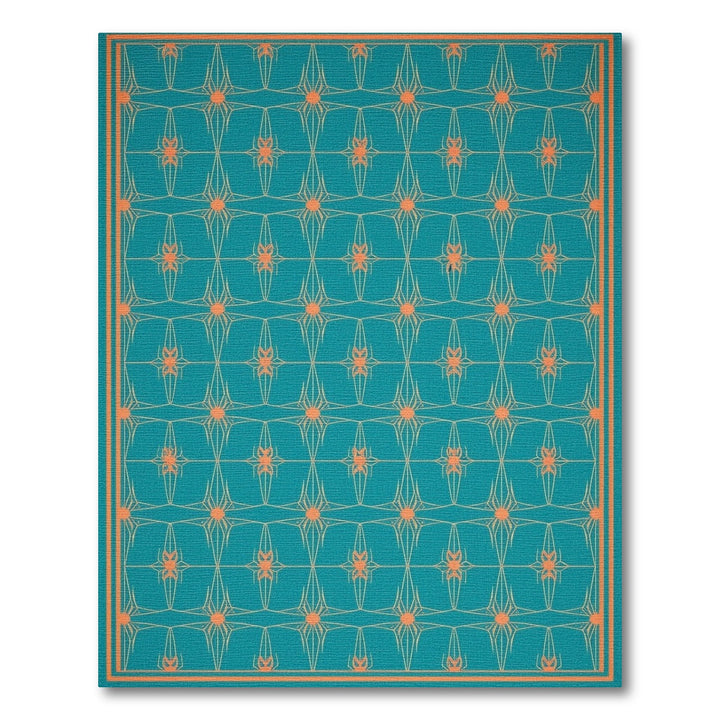 Blue and Teal Geometric Starburst Area Rug