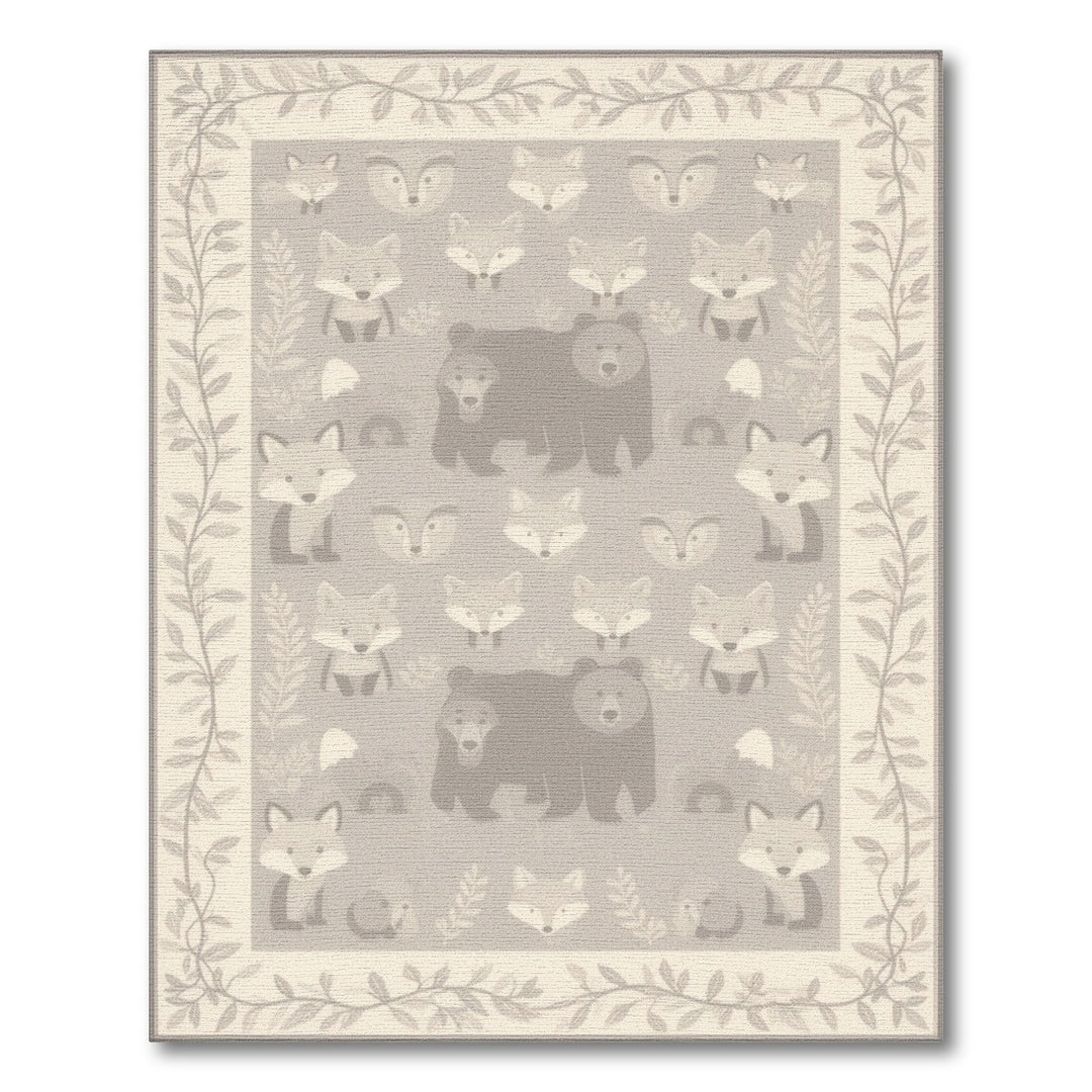 Grey Fox and Bear Kids Area Rug