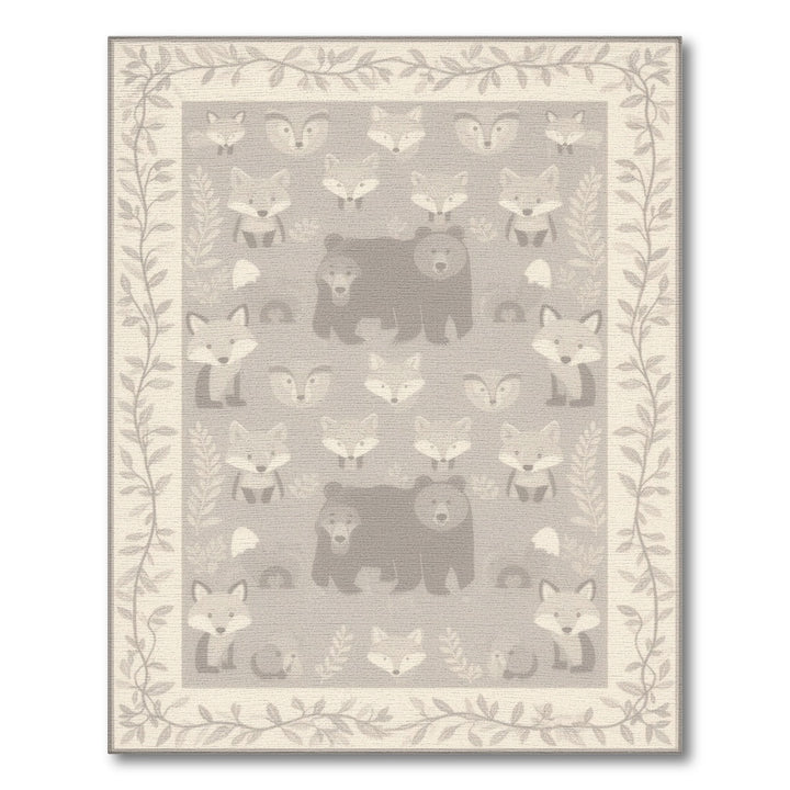 Grey Fox and Bear Kids Area Rug