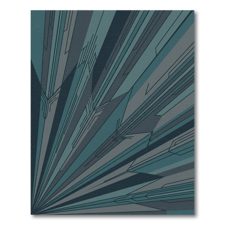 Deep Teal Geometric Radial Burst Rug