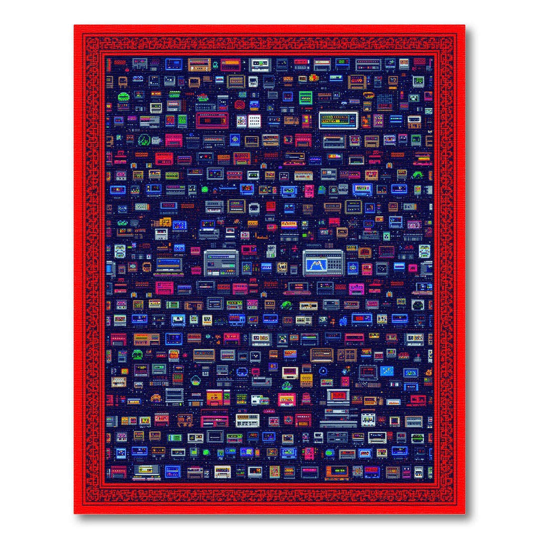 Retro Pixel Tech Washable Area Rug