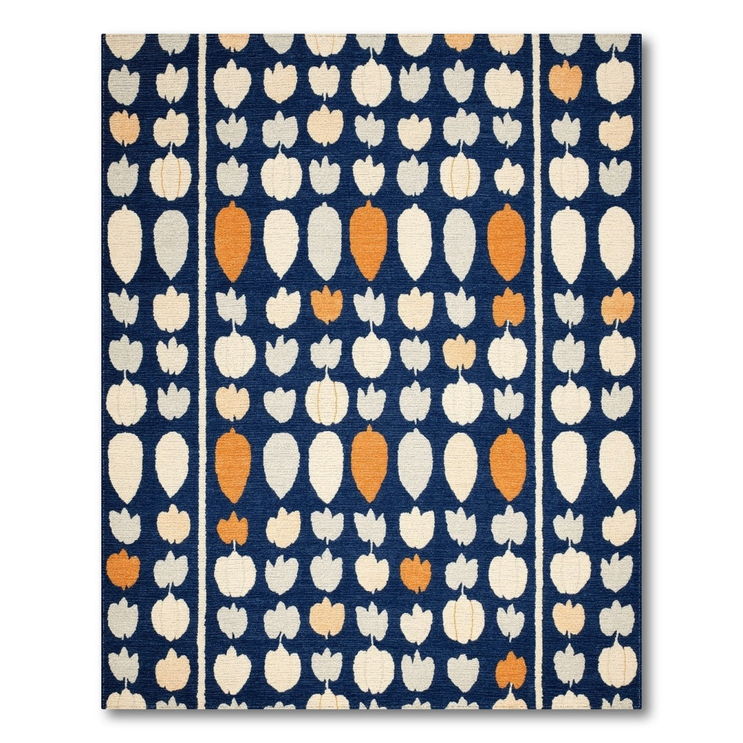 Navy Blue Tulip Striped Area Rug
